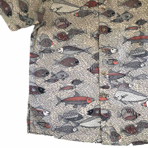 Cooke Street Honolulu Blue Ocean Fish Sea Printed Casual Mens Novelty Shirt - M - Picture 3 of 6